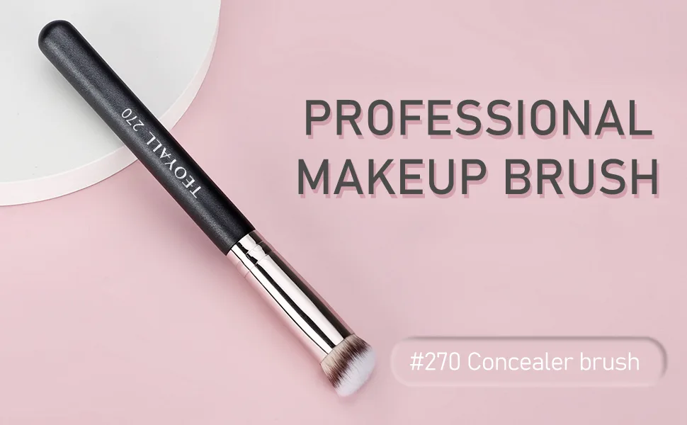 TEOYALL Angled Flat Concealer Brush Dense Synthetic Contour Brush for Bronzer Liquid Foundation Cream Powder Blending Buffing Stippling Brush 270 - 270 concealer brush