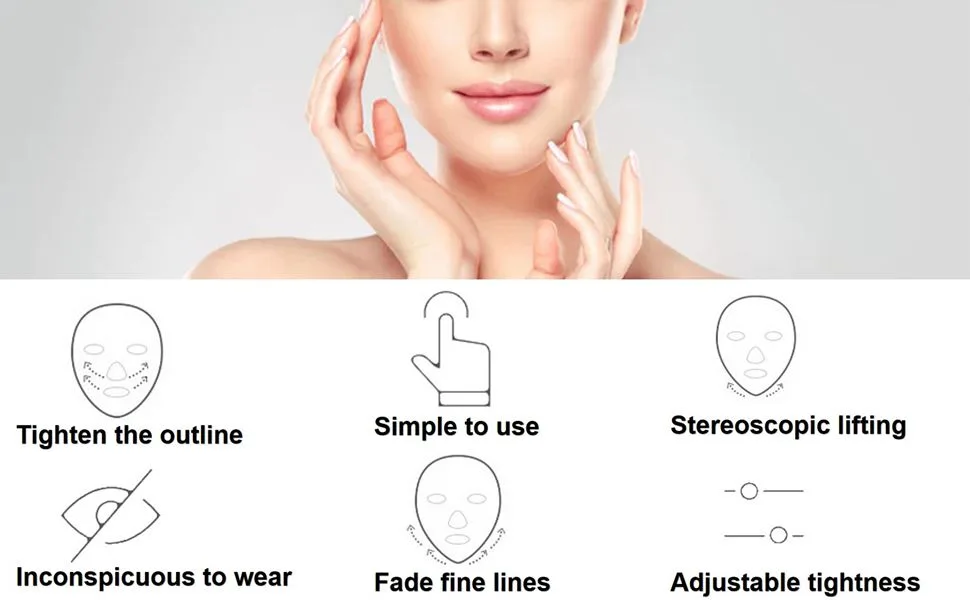 4Pcs Facelift Bands with Clips Adjustable Elastic Instant Face Lift Band Invisible Hairpin Face Stretching Lifting Strap Face Slimming Band Wrinkles Remove Belt for Face Shaping(Brown) - product information 2