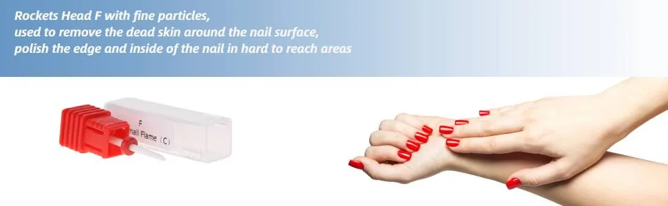 Ceramic Nail Drill Bits Professional Nail Drill Bits for Gel Nails Safety Cuticle Drill Bits for Nails Ceramic Grinding Head for Manicure Pedicure Nail Care(Fire Arrow F) - Ceramic Nail Drill Bits