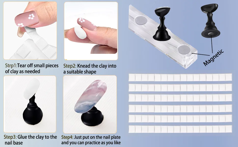 Acrylic Nail Practice Stand Chess Board Crystal Nail Art Holder Stand DIY Nail Design Stand for False Nail Manicure Tool Nail Tips Holder Practice Training Display Stand(White/Black) - product information 2