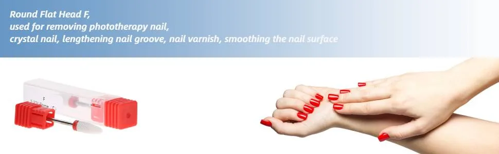 Nail Drill Bits Ceramic Manicure Drill Bits Ceramic Burr Podiatry Thick Nails Grinding Head for Manicure Pedicure Cuticle Gel Nail Polishing Red(Round Flat Head F) - Nail Grinding Head