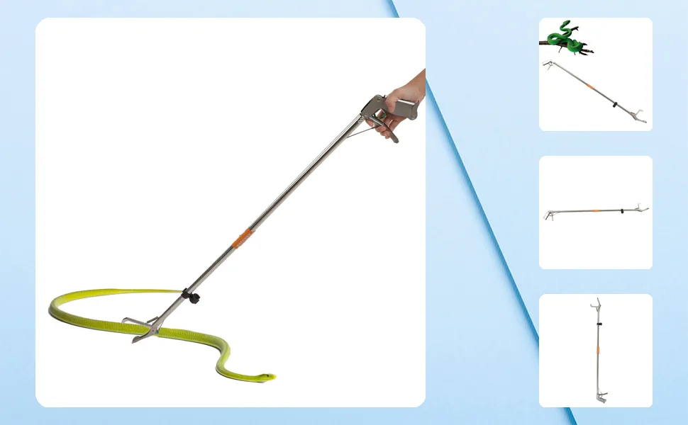 Zerodis Snake Tong Stainless Steel Long Foldable Self Lockable Reptile Catcher Portable Reptile Handling Tool - product information 1