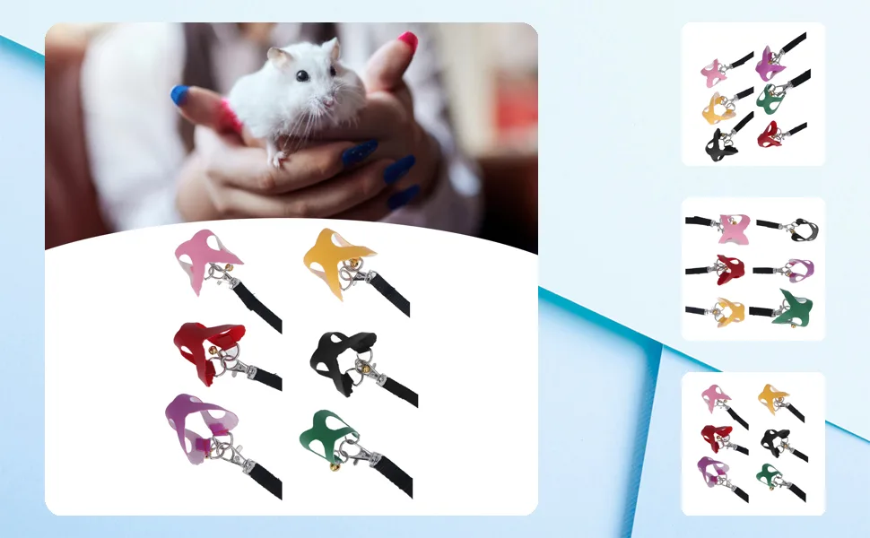 BAOFUYA Hamster Harness and Leash Set No Pulling Guinea Pig Striped Harness Hamster Harness Vest or Ferret Iguana Hamster Bearded Dragon Black - product information 1