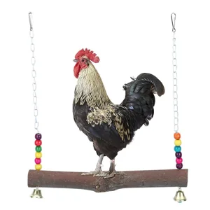 Chicken Swing Natural Wooden Toy Hen Medium Large Bird Macaw African Grey Cockatoo Toy - product information 2