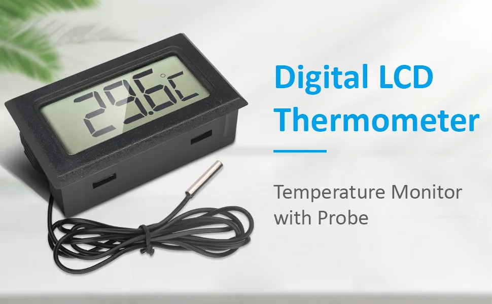 VOKTTA 3PCS Digital LCD Thermometer Temperature Monitor with 1M NTC Probe for Refrigerator Aquarium -50 C +110 C Black - Digital LCD Thermometer Temperature Monitor with 1M NTC Probe -50°C~ +110 °C