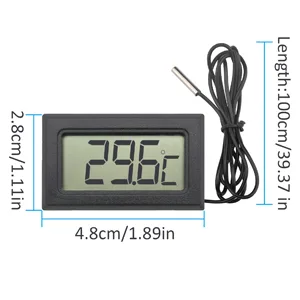 VOKTTA 3PCS Digital LCD Thermometer Temperature Monitor with 1M NTC Probe for Refrigerator Aquarium -50 C +110 C Black - Digital LCD Thermometer Temperature Monitor with 1M NTC Probe 50°C~ +110 °C