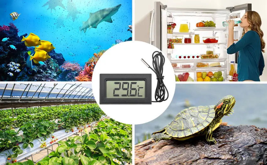 VOKTTA 3PCS Digital LCD Thermometer Temperature Monitor with 1M NTC Probe for Refrigerator Aquarium -50 C +110 C Black - Digital LCD Thermometer Temperature Monitor with 1M NTC Probe -50°C~ +110 °C