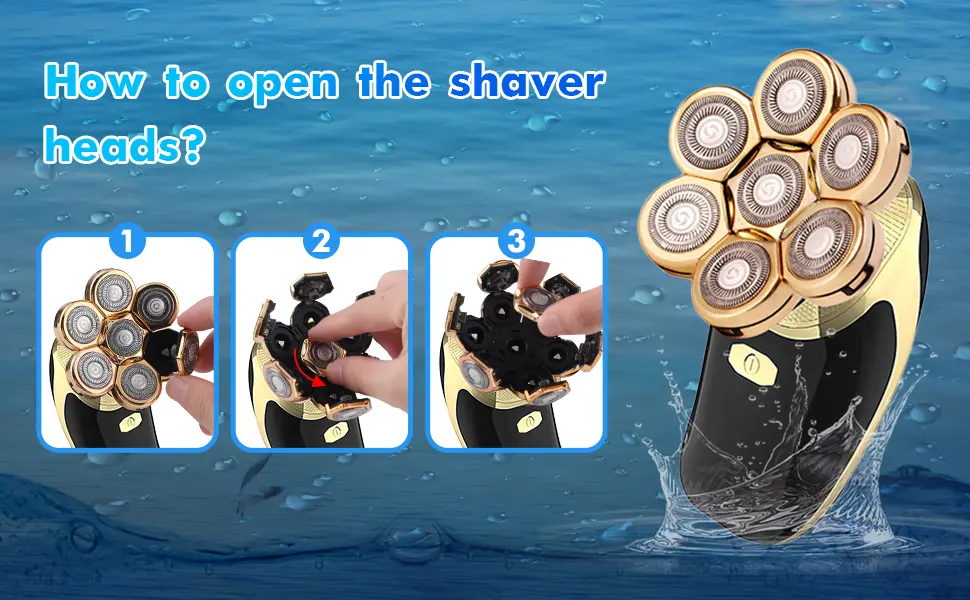 7 Heads Electric Shaver Blades Floating Washable Blade Electric Razor Shaver Head Replacement for Men(Black Silver) - How to Open?