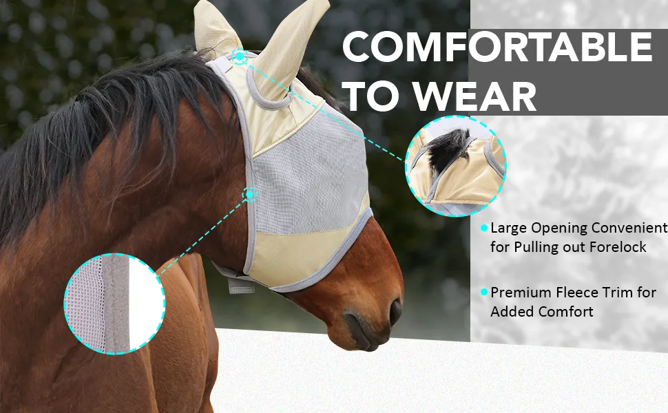 Maskology Horse Fly Mask Standard with Ears UV Protection for Horse Breathable Mask for Horses Red (M Cob) - product information 2