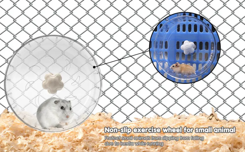 iFCOW Hamster Running Wheel 17CM Round Silent Spinner Exercise Wheel Jogging Wheel Cage Attachment Hamster Toy for Small Animal Gerbils Mice - hamster exercise wheel