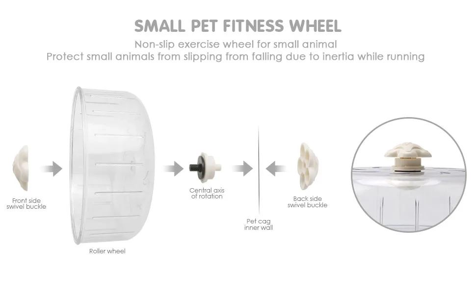 iFCOW Hamster Running Wheel 17CM Round Silent Spinner Exercise Wheel Jogging Wheel Cage Attachment Hamster Toy for Small Animal Gerbils Mice - hamster silent spinner