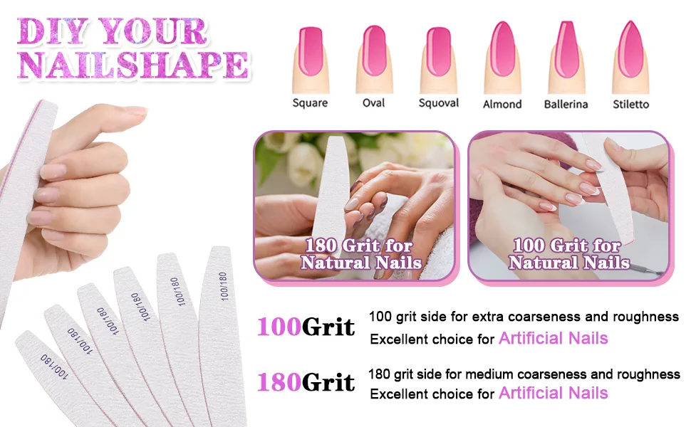 FRIUSATE 10 pieces White Nail Buffer Block with Nail Files Nail File Sanding Blocks Smoothing Shaping and Buffing for Natural Acrylic and Gel Nails - nail file and buffer block