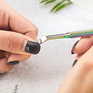 FVION Professional Stainless Steel Cuticle Pusher Dual Tool UV Gel Polish Soak Off Remover Double Ended Nail Cleaner Scraper Multi-colored-2 - cuticle edges