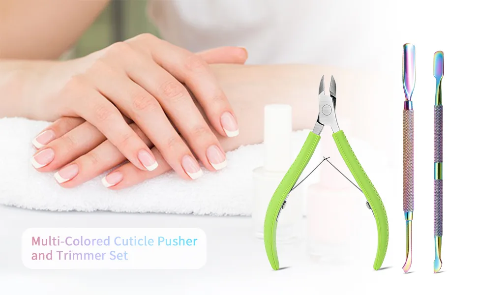 FVION Professional Stainless Steel Cuticle Pusher Dual Tool UV Gel Polish Soak Off Remover Double Ended Nail Cleaner Scraper Multi-colored-2 - product information 5