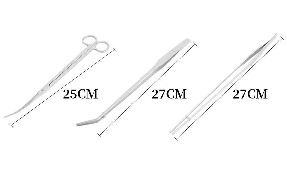Aquarium Tools Kit 3 in 1 Stainless Steel Extra Long Aquarium Tank Tweezers Scissors Cleaning Tool Set - Aquarium Tools Kit