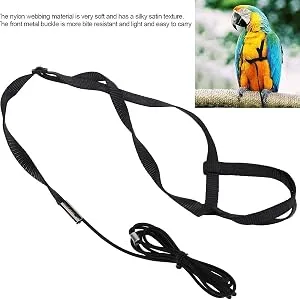 Bird Harness and Leash for Parrot Adjustable Bird Harness Parrot Flying Leash with Adjustable Buckle for African Grey Cockatoo black M - Bird Harness and Leash