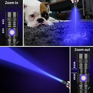 DARKBEAM UV Light Torch Ultraviolet Flashlight Rechargeable 365nm Wood's Lamp Black Light Blacklight Portable Mini Handheld LED Pet Urine Ringworm Detector Resin Curing Pocket-Sized - A300