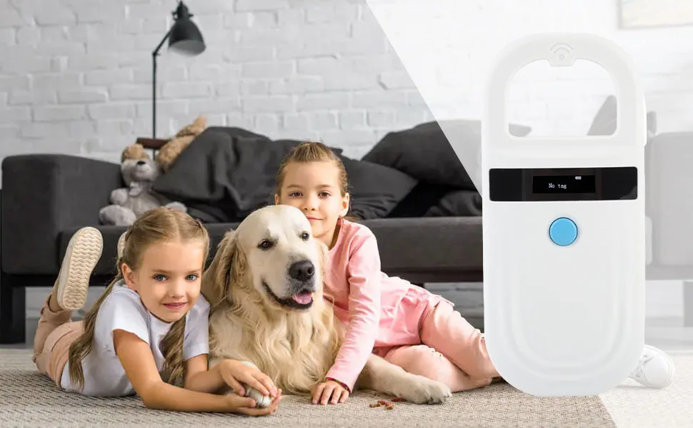 Agatige Pet Microchip Scanner RFID EMID Reader 134.2kHz Rechargeable Animal Chip ID Scanner Handheld RFID Reader for Animal/Pet/Dog/Cat with 128 Tag Information Storage - Pet Microchip Scanner