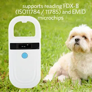Agatige Pet Microchip Scanner RFID EMID Reader 134.2kHz Rechargeable Animal Chip ID Scanner Handheld RFID Reader for Animal/Pet/Dog/Cat with 128 Tag Information Storage - Pet Microchip Scanner