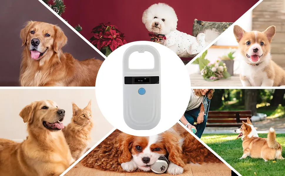 Agatige Pet Microchip Scanner RFID EMID Reader 134.2kHz Rechargeable Animal Chip ID Scanner Handheld RFID Reader for Animal/Pet/Dog/Cat with 128 Tag Information Storage - Pet Microchip Scanner