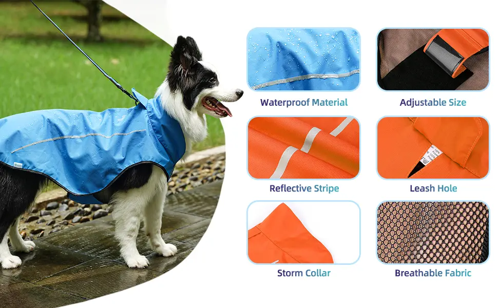 Mile High Life | Dog Raincoat | Adjustable Water Proof Pet Clothes | Lightweight Rain Jacket with Reflective Strip | Easy Step in Closure (S Gray) Small Gray - dog raincoat