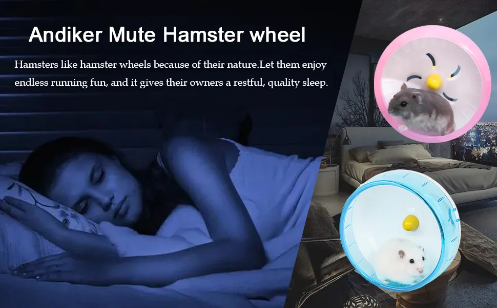 Andiker Hamster Running Wheel 4.72 Silent Jogging Exercise Toy Hamster Cage Accessory for Drawf Hamster Golden Silk Shih Tzu Bear (Blue) - product information 1