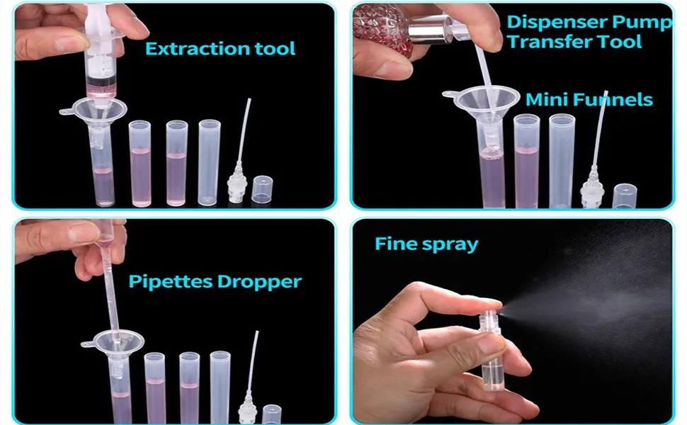 Voarge 30Pcs Mini Spray Atomizer Empty Bottles 2ml Spritzer Bottle Clear Plastic Refillable Bottle for Liquid Travel Party Makeup Tool Portable Perfume Empty Sample Bottle Sprayer - product information 5