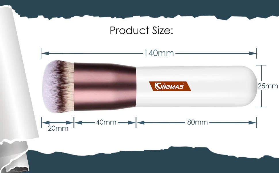 Angled Top Foundation Brush Premium Kabuki Makeup Brush for Liquid Blending Cream Powder Blush Buffing Stippling Face Makeup Tools Black C (Angled Top) - Foundation Brush 3