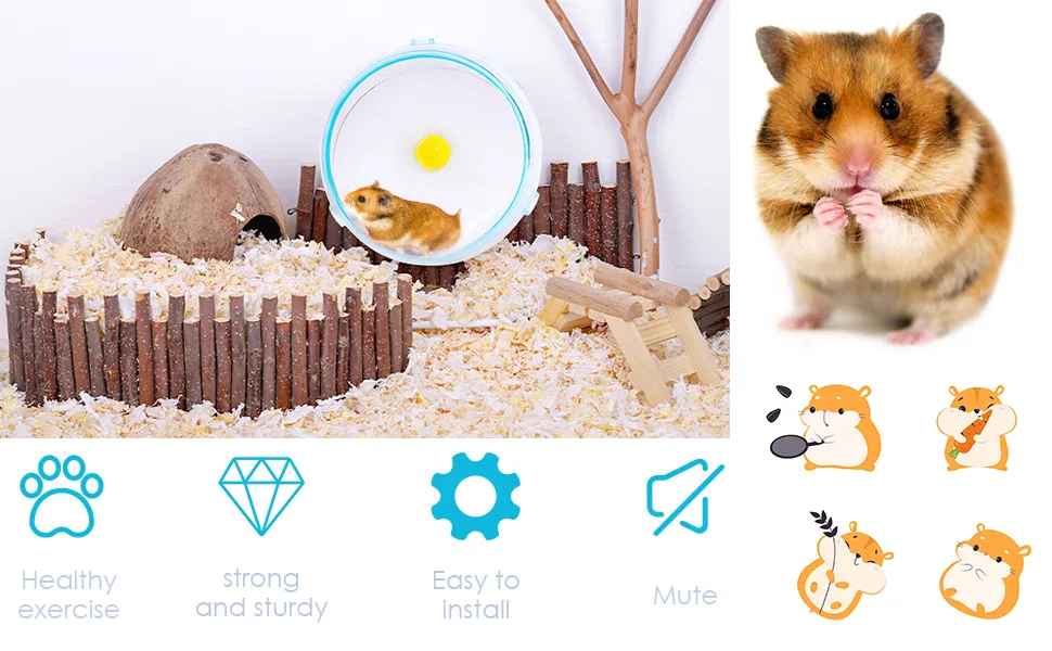 iFCOW Hamster Running Wheel 21 cm Pet Mouse Mice Gerbil Rats Silent Running Spinner Exercise Wheel Toy (Bracket NOT INCLUDED) - hamster running wheel