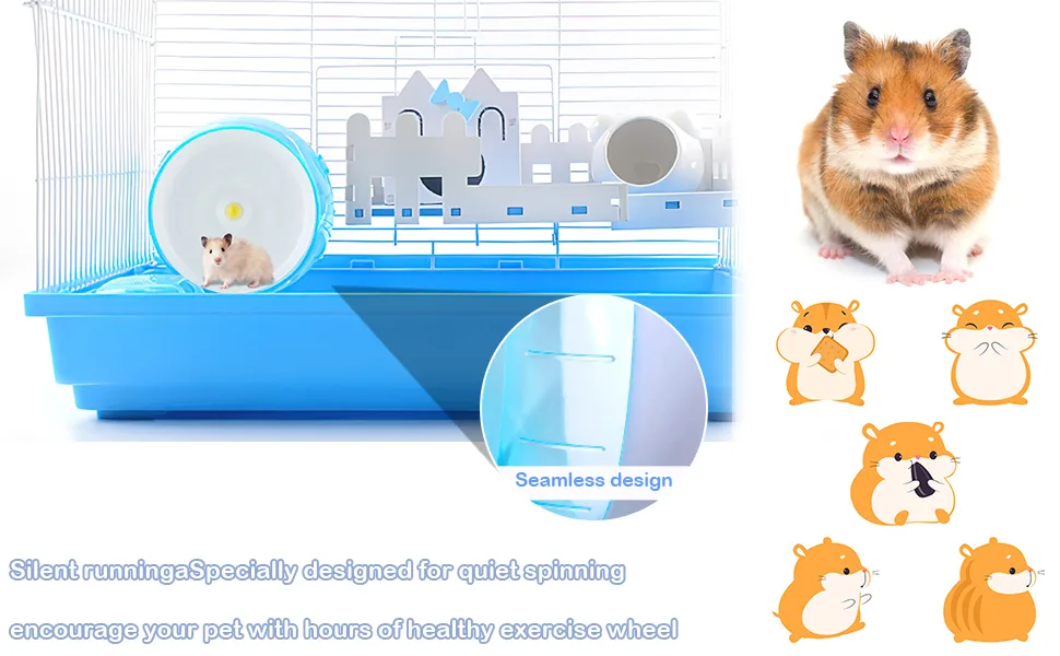 iFCOW Hamster Running Wheel 21 cm Pet Mouse Mice Gerbil Rats Silent Running Spinner Exercise Wheel Toy (Bracket NOT INCLUDED) - Hamster Spinner