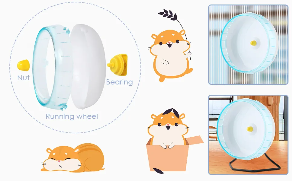 iFCOW Hamster Running Wheel 21 cm Pet Mouse Mice Gerbil Rats Silent Running Spinner Exercise Wheel Toy (Bracket NOT INCLUDED) - Hamster Spinner