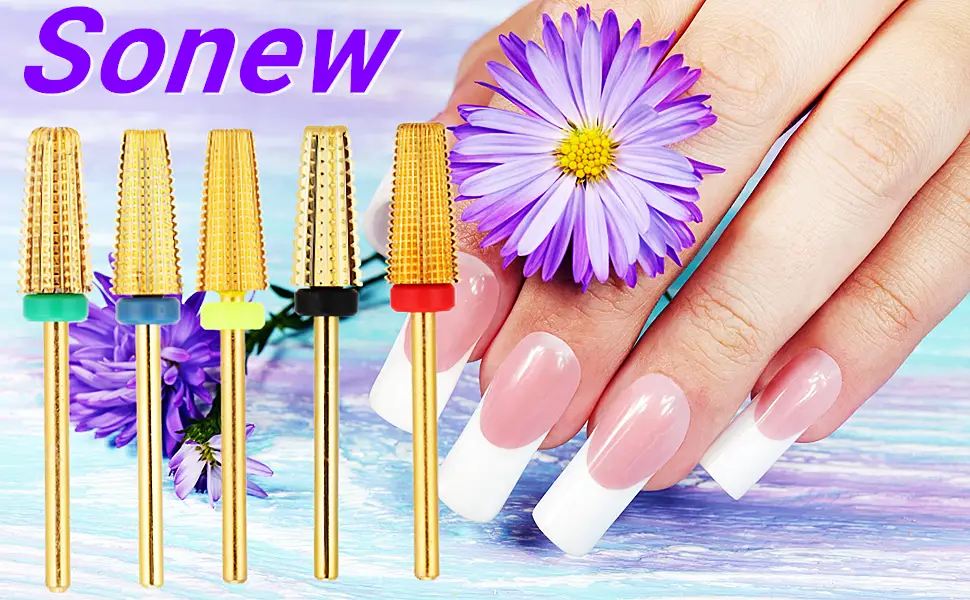 5 in 1 Nail Drill Bits Carbide Cone Cone Cuticle Clean Bit Nail Art Pedicure Manicure Tools Accessories (Available Grit: XF F M C X)(XF) - Punte da trapano per unghie