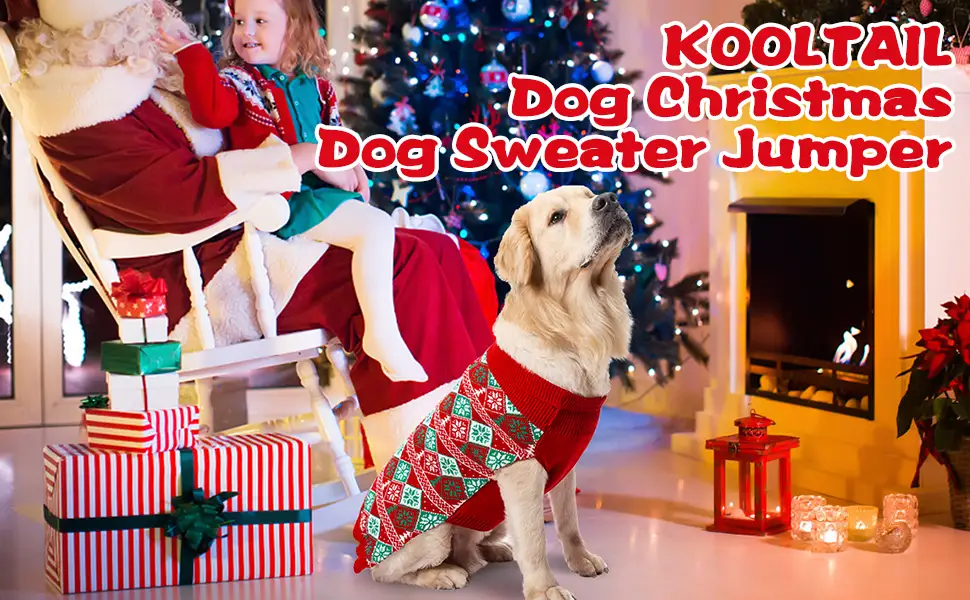 KOOLTAIL Turtleneck Dog Jumper Soft Sweater Coat Warm & Comfortable Dog Knit Winter Clothes Outfit Medium Red - product information 1