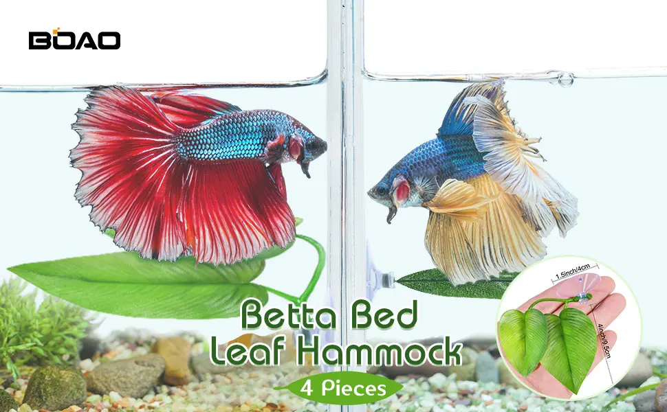 4 Pieces Betta Bed Leaf Hammock for Betta Fish Lightweight and Realistic Resting Spot No BPA Practical Comfortable and Safe (Double Leaf) - product information 1