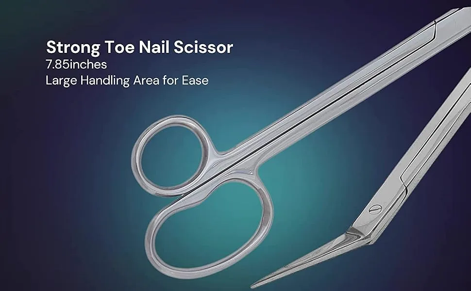 ASM Nail Scissors - Long Handled Sharp Nail Clippers Cutters for Fingernail & Toenail Extra Long Thick Toe Nail Scissors Clippers Cutters Chiropody Podiatry Pouch - Long Handle Toe Nail Scissors