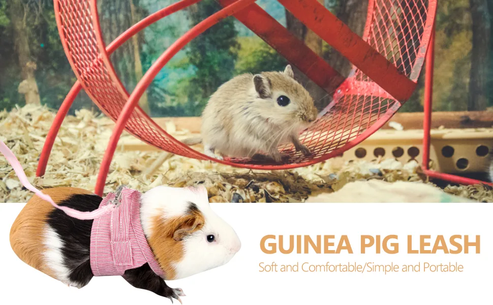 Guinea Pigs Harness Small Animals Adjustable Vest and Leash Set Outdoor Walking Vest for Squirrels Hedgehogs Ferret Rabbit(Red S) - product information 1