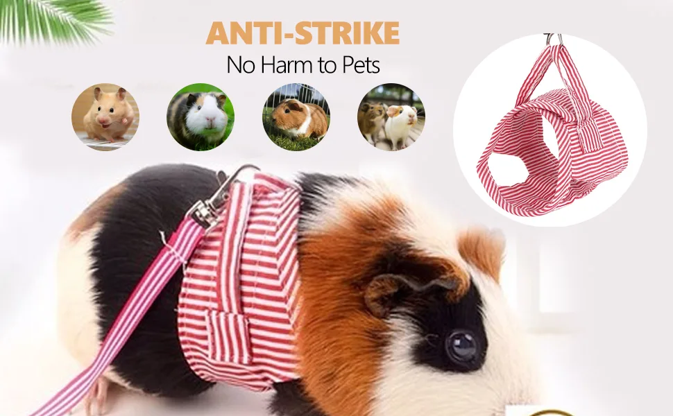 Guinea Pigs Harness Small Animals Adjustable Vest and Leash Set Outdoor Walking Vest for Squirrels Hedgehogs Ferret Rabbit(Red S) - product information 3