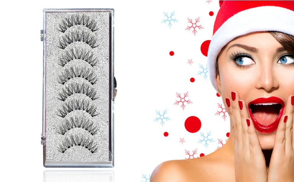Magnetic Eyelashes without Eyeliner Reusable False Lashes Natural Look 3D Effect Waterproof Fake Eyelash Set with Applicator Noir - Magnetic Eyelashes