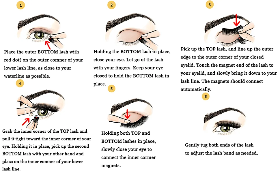Magnetic Eyelashes without Eyeliner Reusable False Lashes Natural Look 3D Effect Waterproof Fake Eyelash Set with Applicator Noir - Magnetic Eyelashes