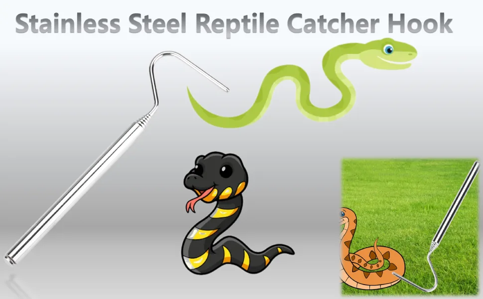 Snake Tongs Snake Capture Hook Portable Stainless Steel Extensible Telescoping Snake Hook Snake Catcher Tool Controlling Moving Separate Small Animals(6.50IN-26.78IN) - product information 1