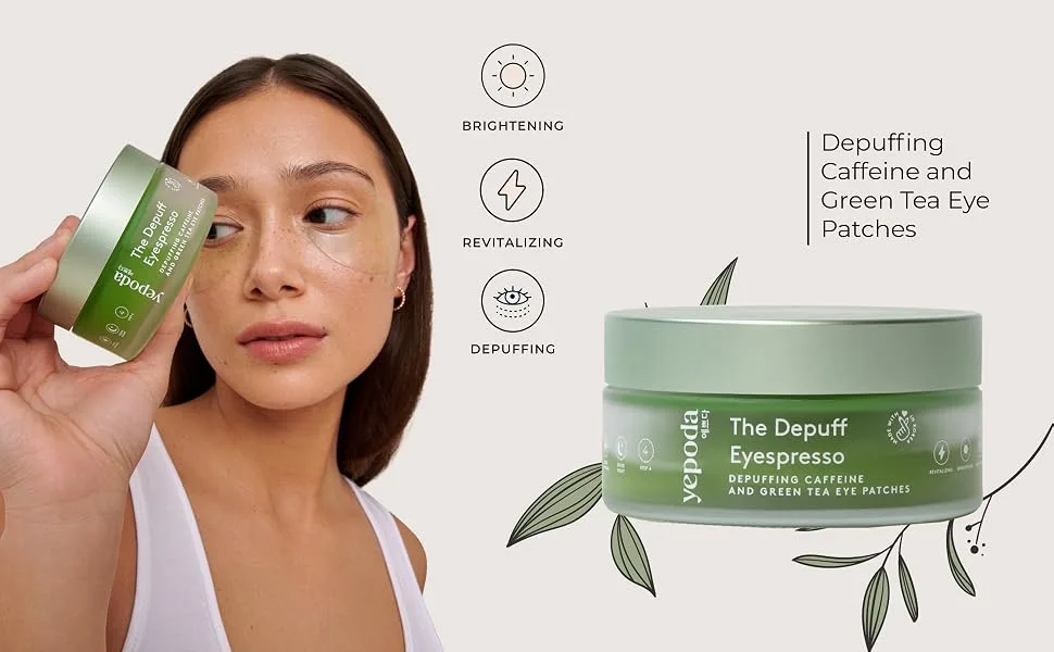 Yepoda eye patch - THE DEPUFF EYESPRESSO Depuffing caffeine and green tea eye patches Korean cosmetics (90g) - depuff Efficacy