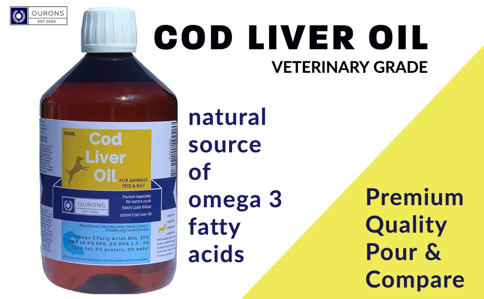 Pure Cod Liver Oil Liquid for Animals Horses Dogs etc - 500ml - Cod Liver Oil