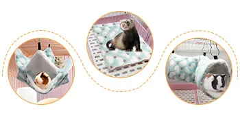 KILLIAN'S Store Small Pet Cage Hammock Hanging Bed 2 Layer Bed Snuggle Bedding Accessories House Toy Playing Sleeping Hide For Hamster Guinea Pig Rat Ferret (Brown) - Small Animals Pet Cage Hanging Hammock Tunnel Hamster Guinea Pig Rat Ferret
