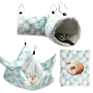 KILLIAN'S Store Small Pet Cage Hammock Hanging Bed 2 Layer Bed Snuggle Bedding Accessories House Toy Playing Sleeping Hide For Hamster Guinea Pig Rat Ferret (Brown) - small pet hammock