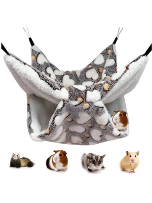 KILLIAN'S Store Small Pet Cage Hammock Hanging Bed 2 Layer Bed Snuggle Bedding Accessories House Toy Playing Sleeping Hide For Hamster Guinea Pig Rat Ferret (Brown) - small pet Hammock