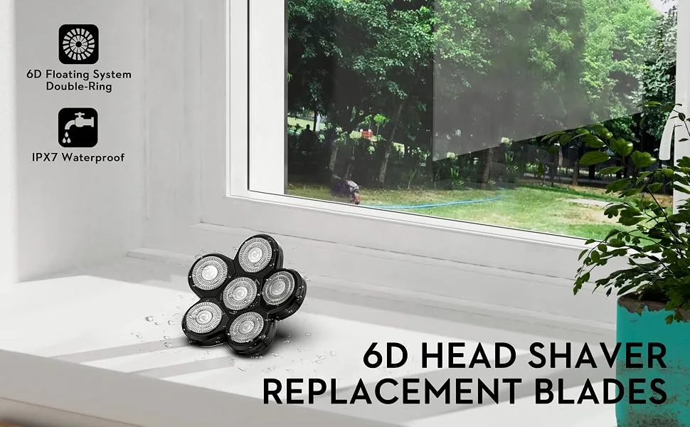 Head Shaver Replacement Heads Electribrite Replacement Head Bald Shaver Replacement Head Replacement Shaver Head Shaver Heads Replacement Black (6 Black Head) - head shaver