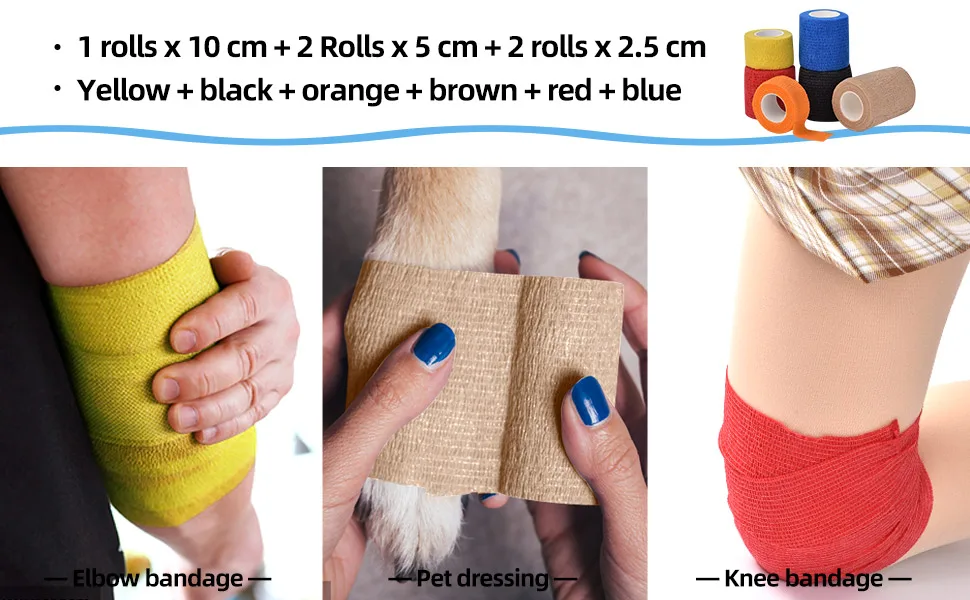 Jalan Self Adherent Bandage Pet Vet Wrap bulk stretch Tape for Wrist Ankle Sprains & Swelling Assorted Color 5 Cm - product information 6