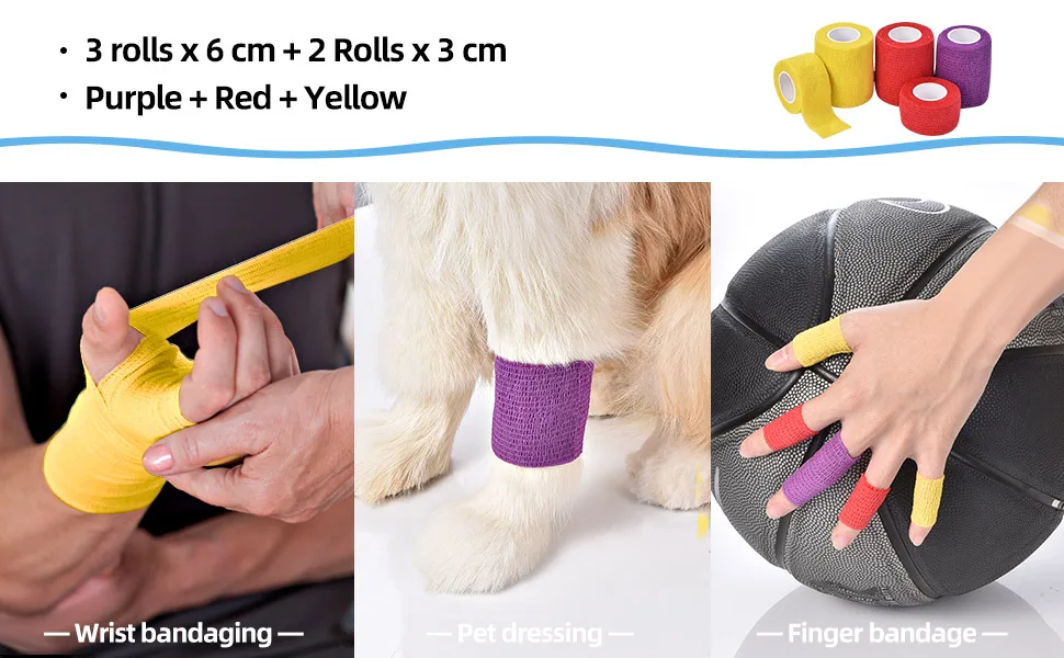 Jalan Self Adherent Bandage Pet Vet Wrap bulk stretch Tape for Wrist Ankle Sprains & Swelling Assorted Color 5 Cm - product information 7