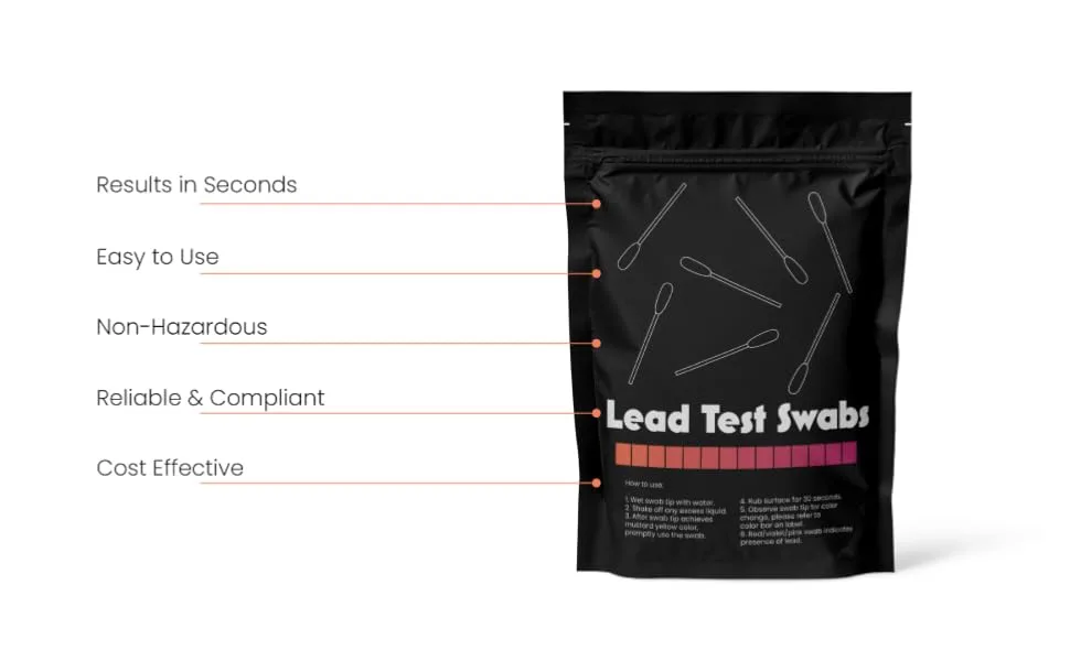 Lead Test Kit - 10 x Instant Testing Swabs for Lead (inc Lead Paint) - testing kit and key points