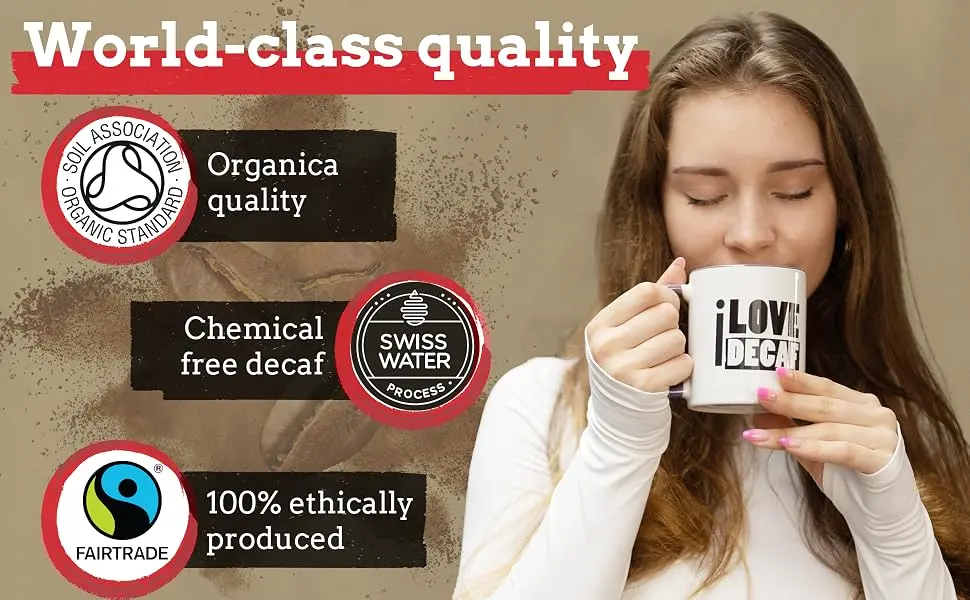 Low Caffeine No Nasties Swiss Water Half Decaf Coffee Beans 1kg - Half decaf coffee